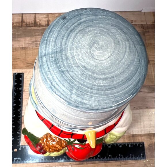 Hallmark Snowman Holiday Cookie Jar Ceramic Metal Bucket Hat Large - Picture 2 of 6